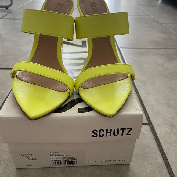 SCHUTZ Shoes - Schutz Soraya Napa Tennis Neon Yellow Leather Wedge